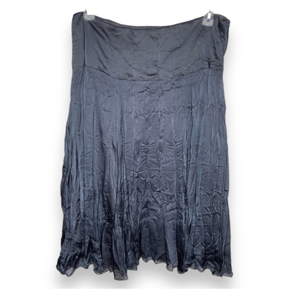 Ronen Chen Designer Silky Pleated Crinkled Skirt